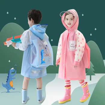 Милый детский дождевик, водонепроницаемое детское пончо с динозавром и единорогом, дождевик, куртка-дождевик с рюкзаком, студенческая дождевиковая одежда