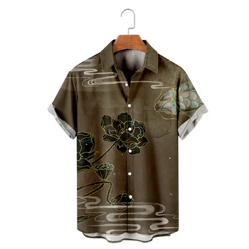 Мужская Гавайская футболка Y2K Hombre, Модная рубашка Китайского Искусства С 3D Принтом, Уютная Повседневная Пляжная Одежда Оверсайз С Коротким Рукавом 11