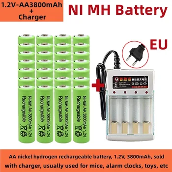 Никель-водородная аккумуляторная батарея типа АА, 1,2 В, 3800 мАч, продается с зарядным устройством, обычно используется для мышей, будильников, игрушек и т.д.