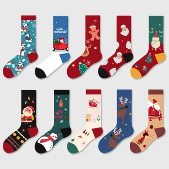 Новые носки с рождественским подарком из мультфильмов, Хлопчатобумажные носки для пар в стиле уличных видов спорта