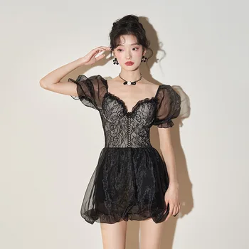 Новый 2023 Модный купальник в корейском стиле Ins, женская консервативная юбка, Маленькая грудь, Собранный купальник со стальной поддержкой