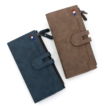 Новый мужской длинный кошелек, модная простая мужская сумка из искусственной кожи с магнитной пряжкой, сумка для хранения нескольких карт, кошелек для монет