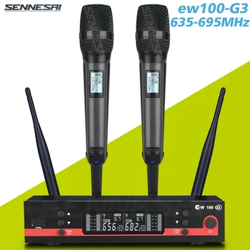 Новый！ew100G3 SKM9000 Профессиональный Двойной Беспроводной Микрофон Stage Performance 2 Канала 600-699 МГц UHF Караоке Металлический Ручной Микрофон