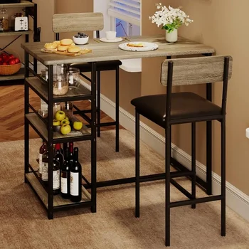 Обеденный стол для квартиры из 3 предметов Кухонный стол с 3 полками для хранения мебели небольшого пространства Комната для дома Бесплатная доставка
