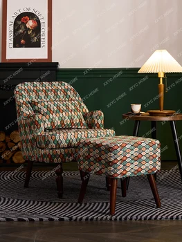 Односпальный диван-кресло с откидной спинкой Гостиная, Балкон, Спальня, Приемная в скандинавском стиле, Тканевый Маленький диван-стул