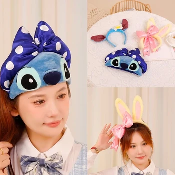 Плюшевый обруч для волос Stitch, плюшевая повязка на голову Kawaii, плюшевые аксессуары для волос с кроликом, плюшевая лента для волос из аниме, подарки для детей