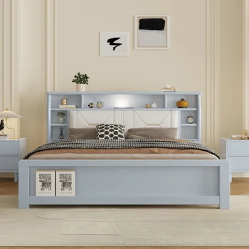Полки, Высококачественное изголовье двуспальной кровати, Дизайнерская деревянная платформа, современный каркас кровати, безопасная мебель для сна Letto Matrimoniale