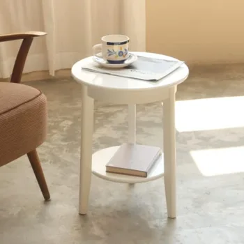 Приставной столик, маленький приставной столик для небольших помещений, двухъярусный приставной столик Деревянный приставной столик, современный журнальный столик середины века, простая сборка