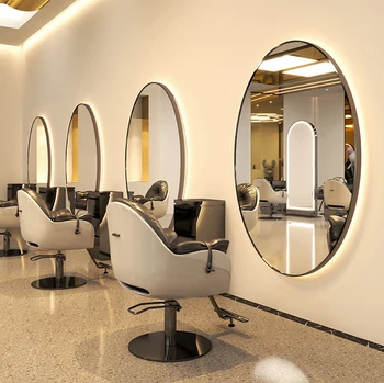 Производитель изготовленных на заказ косметических волос круглое настенное светодиодное умное салонное зеркало со стулом салонная мебель зеркальные наборы для парикмахерской