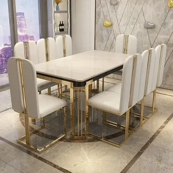 Роскошный обеденный набор, 6 стульев с современным столом для большой квартиры, мебель для дома, экзотические аксессуары для ресторана высокого класса