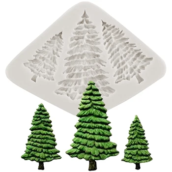 Силиконовая форма в форме Рождественской елки с 3 отверстиями для украшения торта, инструменты для помадки и печенья, 3D Формы для изготовления конфет Sugarcraft Chocolate Gumpaste