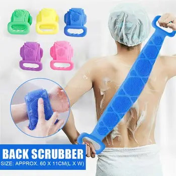 Силиконовый скруббер для спины, инструменты для чистки тела, банный ремень, щетка для массажа кожи, двухсторонние полотенца