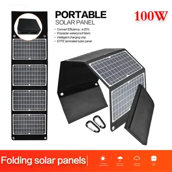 Солнечная Батарея 100 Вт Фотоэлектрические Панели USB Зарядное Устройство Системная Батарея Портативный Гибкий Складной Энергетический Набор Sunpower Camping Set