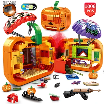 Технические идеи Знаменитая серия игр Строительные блоки тыква модель кирпичи Сборка DIY игрушки Подарок на Хэллоуин для детей
