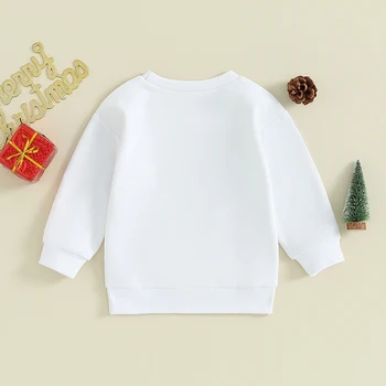Толстовки для маленьких девочек с рождественским буквенным принтом для девочек и мальчиков, пуловеры с длинными рукавами, топы, зимняя одежда