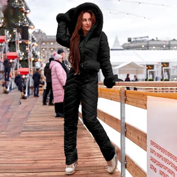 Толстый мужской женский цельный лыжный комбинезон, спортивная куртка для сноуборда на открытом воздухе, теплый комбинезон, водонепроницаемая зимняя одежда, комбинезоны с капюшоном