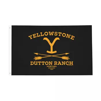 Флаги Йеллоустоун Даттон Двусторонний открытый баннер Ранчо Монтана 2 Люверса Подвесное украшение 3x5 ФУТОВ