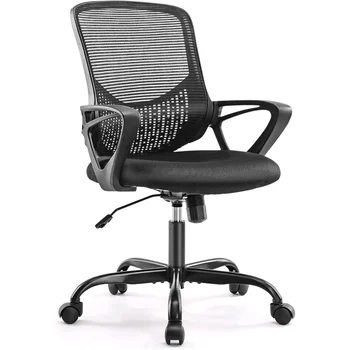 Эргономичные стулья для домашнего офиса AFO С Возможностью Качания средней спинки на 360 градусов, 17,71 D x 18,89 W x 39,1H in, черный